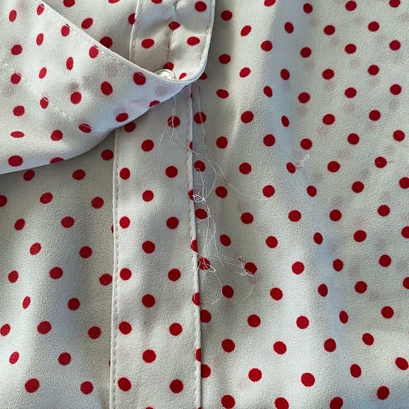 New York & Co, White w /red polka dot blouse, L - Picture 11 of 12